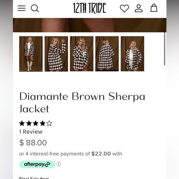 Twelfth Tribe Sherpa Brown and White Checkered Jacket - Picture 4 of 8